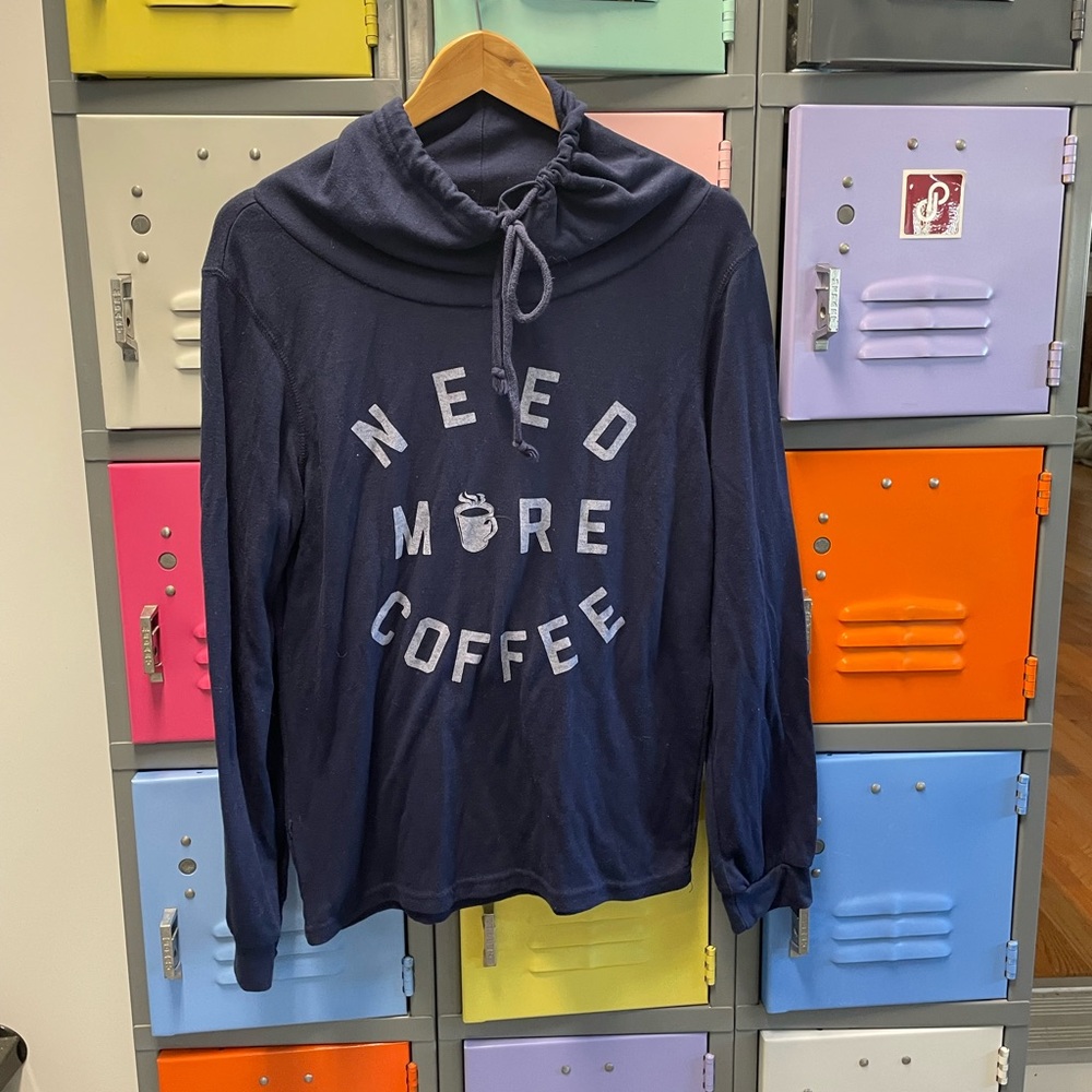 Fifth Sun Navy Blue 'Need More Coffee' Long Sleeve Hoodie Tee